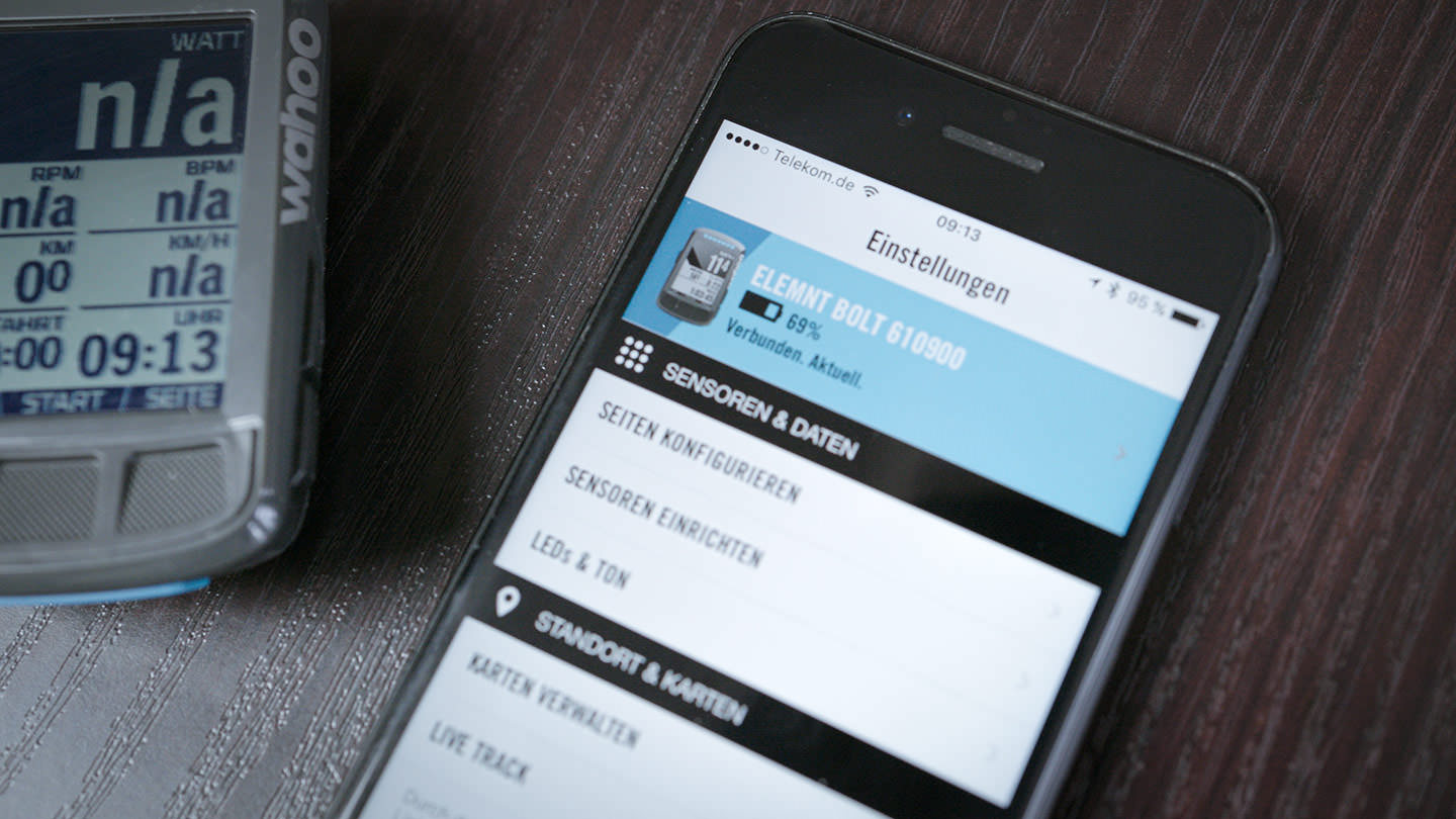 Konfiguration des Wahoo Elemnt Bolt per Smartphone App